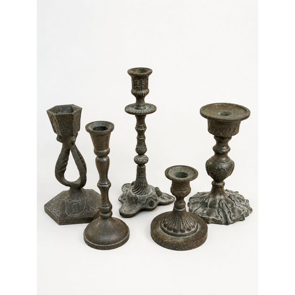 Pottery Barn Mixed Metal Candlestick Holder Set of 5 French Country Decor